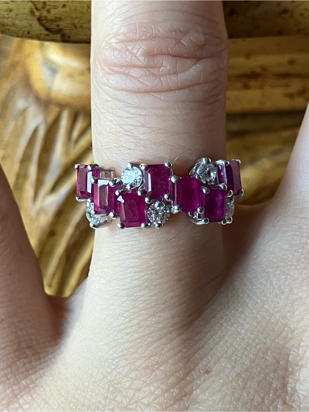 Genuine Ruby Sterling Silver Ring Size 6